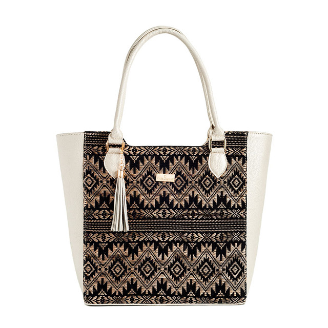 Bolso Tote A Ángelozano Modelo Karmina De Piel Con Rebozo De Seda Artesanal Color Oro Light