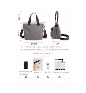Foto 3 | Bolsa Moderna de Gran Capacidad Y Urbana De Lona para Mujer