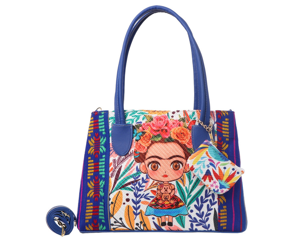 Bolsa Yute Artesanal Fana F-3067 Miel Azul