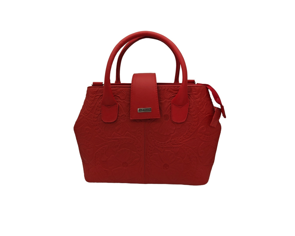 Bolsa En Piel Vacuno Cincelada Fana Marbella Rojo