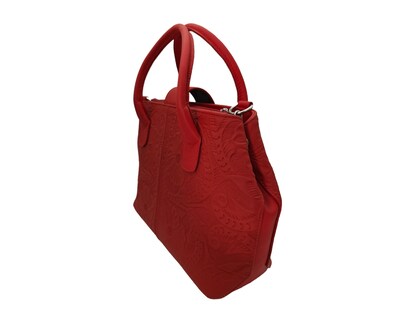 Foto 4 | Bolsa En Piel Vacuno Cincelada Fana Marbella Rojo