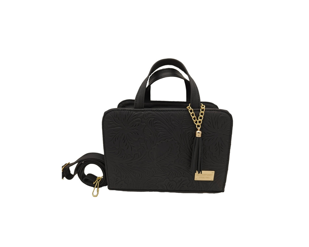 Foto 1 | Bolsa En Piel Vacuno Cincelada Fana Patricia Negro