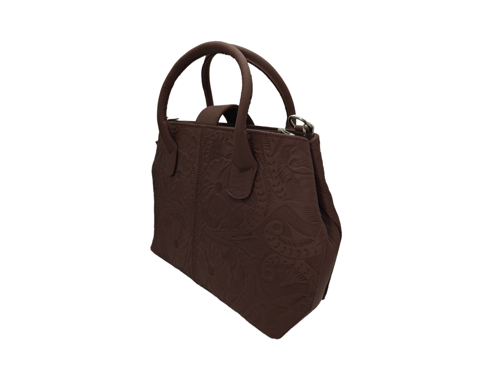 Foto 4 pulgar | Bolsa En Piel Vacuno Cincelada Fana Marbella Chocolate