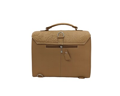 Foto 3 | Bolsa En Piel Vacuno Cincelada Fana Mercedes Camel