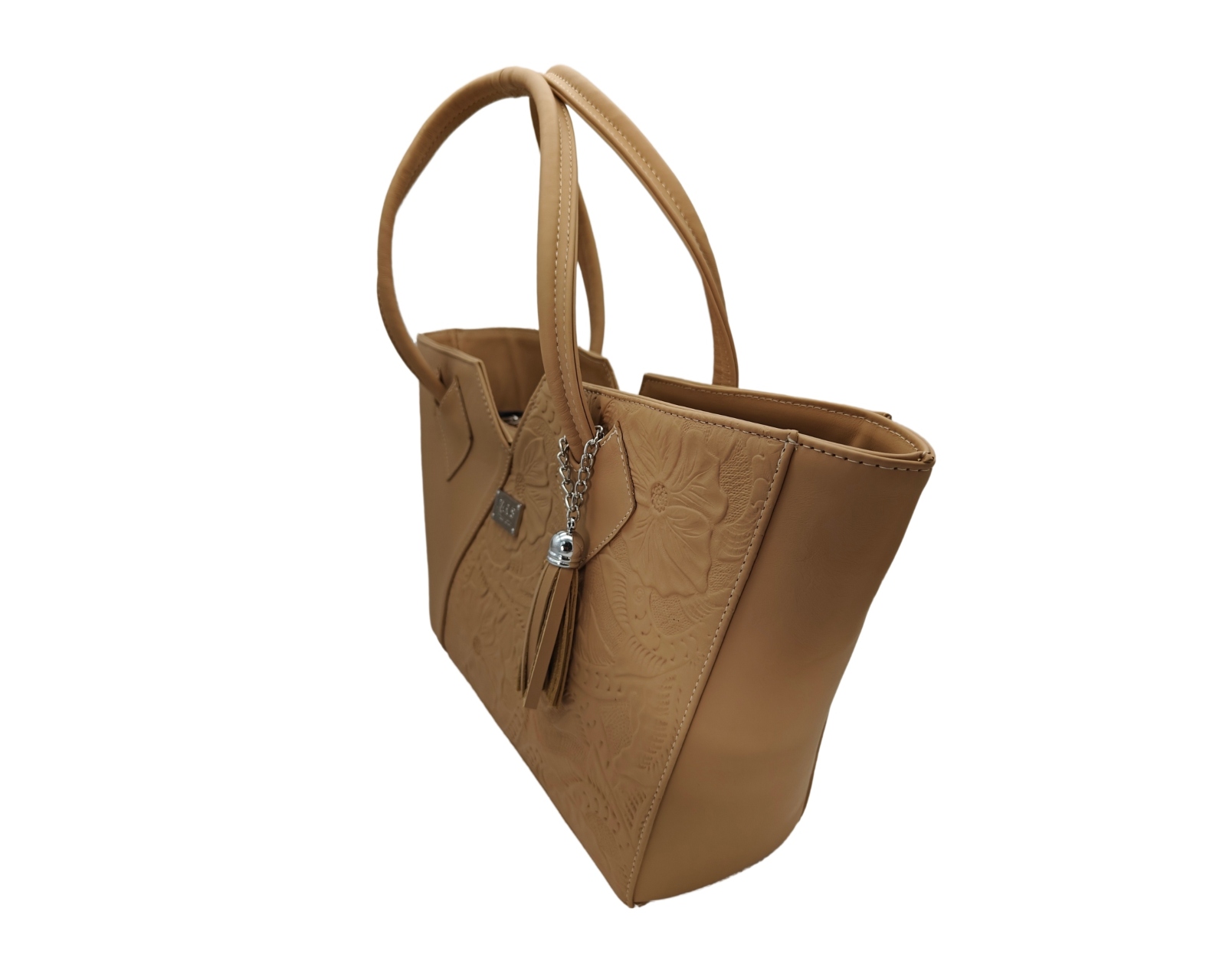 Foto 2 | Bolsa En Piel Vacuno Cincelada Fana Lorena Camel
