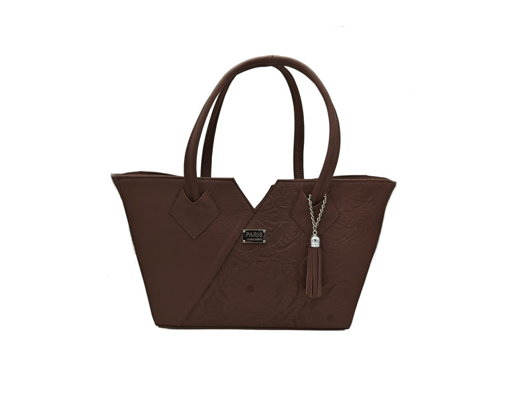 Bolsa En Piel Vacuno Cincelada Fana Lorena Chocolate
