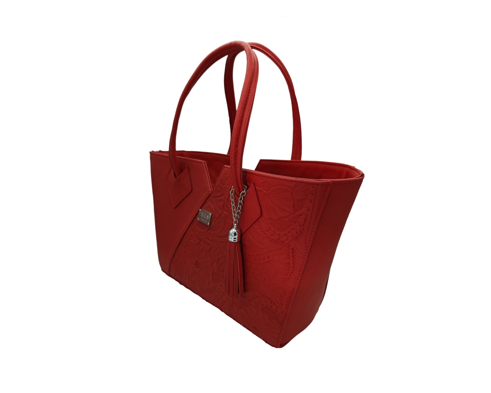 Foto 2 | Bolsa En Piel Vacuno Cincelada Fana Lorena Rojo