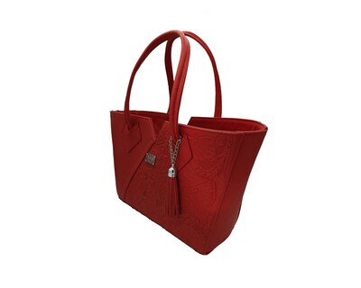 Foto 2 | Bolsa En Piel Vacuno Cincelada Fana Lorena Rojo