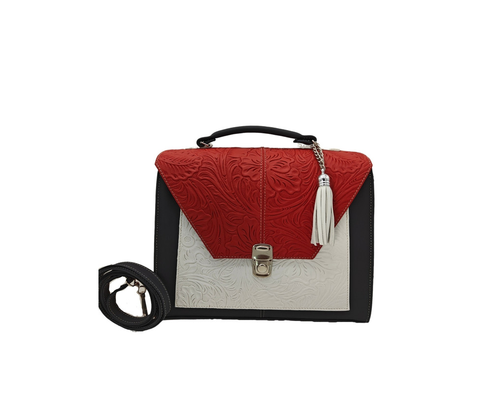 Foto 1 | Bolsa En Piel Vacuno Cincelada Fana Mercedes Multicolor