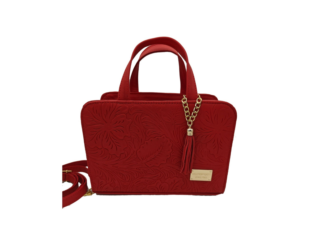 Bolsa En Piel Vacuno Cincelada Fana Patricia Rojo
