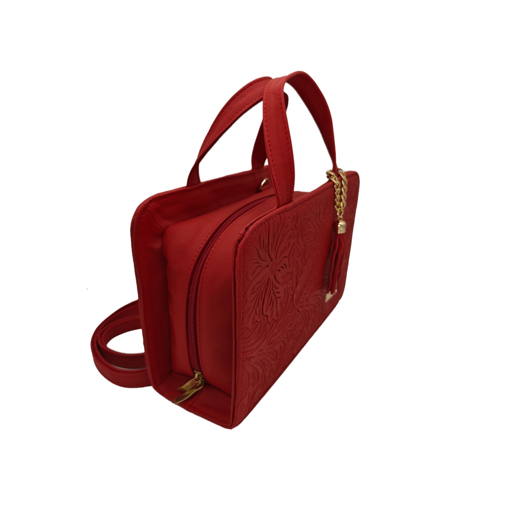 Foto 4 pulgar | Bolsa En Piel Vacuno Cincelada Fana Patricia Rojo