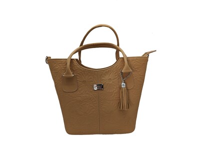 Foto 1 | Bolsa En Piel Vacuno Cincelada Fana Wendy Camel