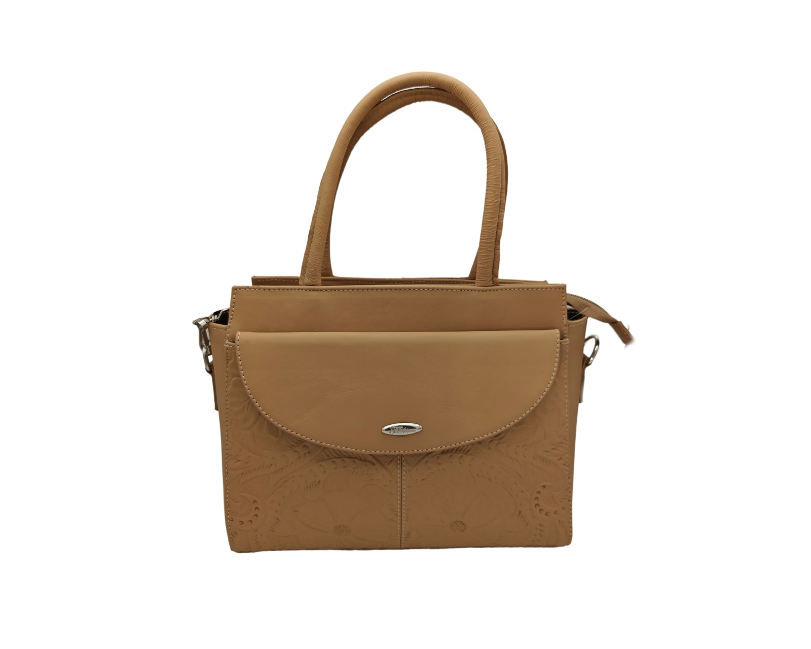 Bolsa En Piel Vacuno Cincelada Fana Francis Camel