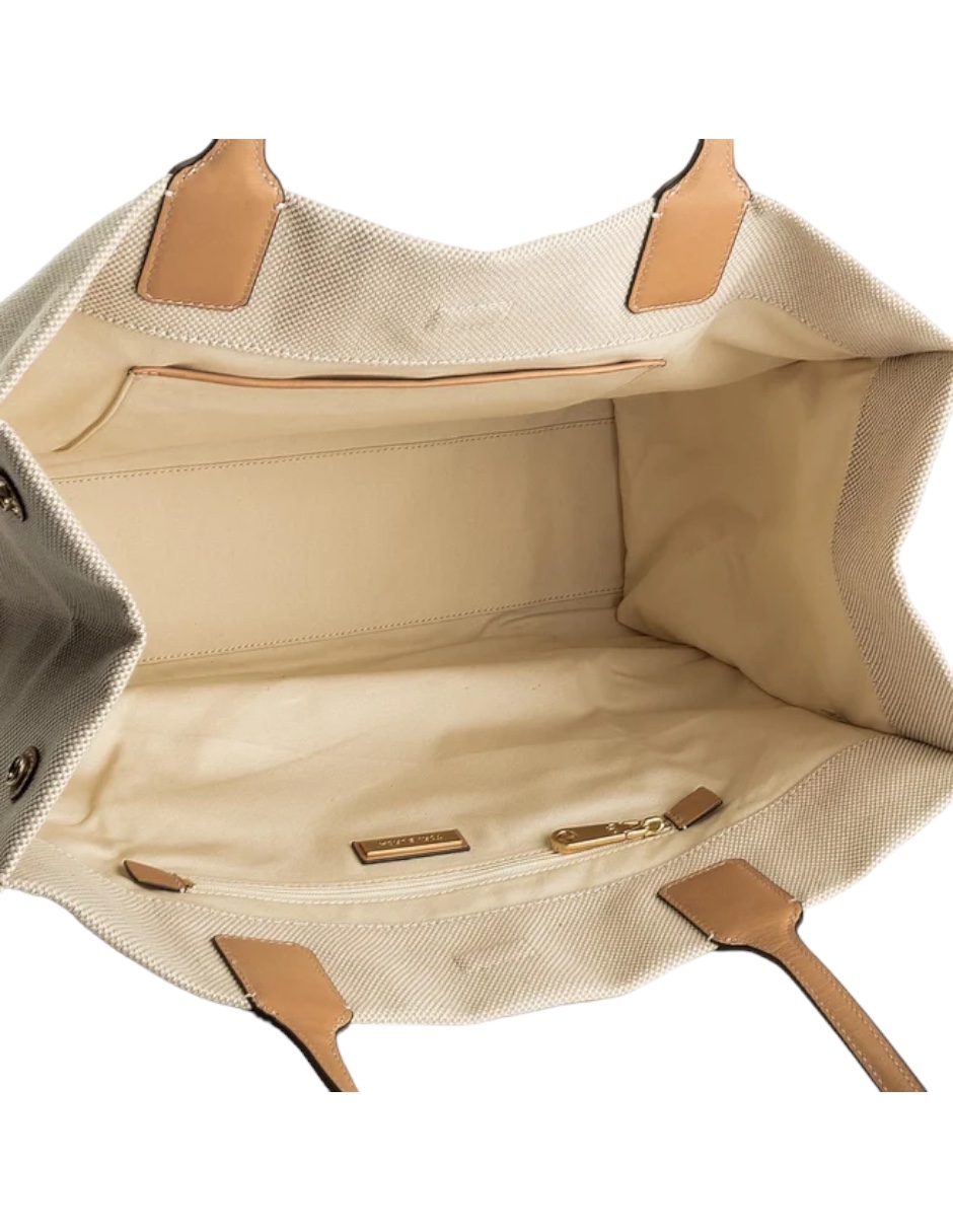 Foto 5 pulgar | Bolsa Tory Burch Hand Bag Beige Coleccion Ella Canvas