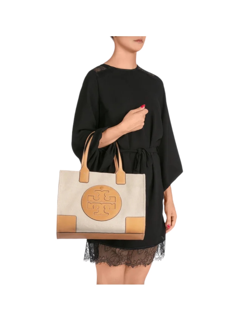 Foto 6 pulgar | Bolsa Tory Burch Hand Bag Beige Coleccion Ella Canvas