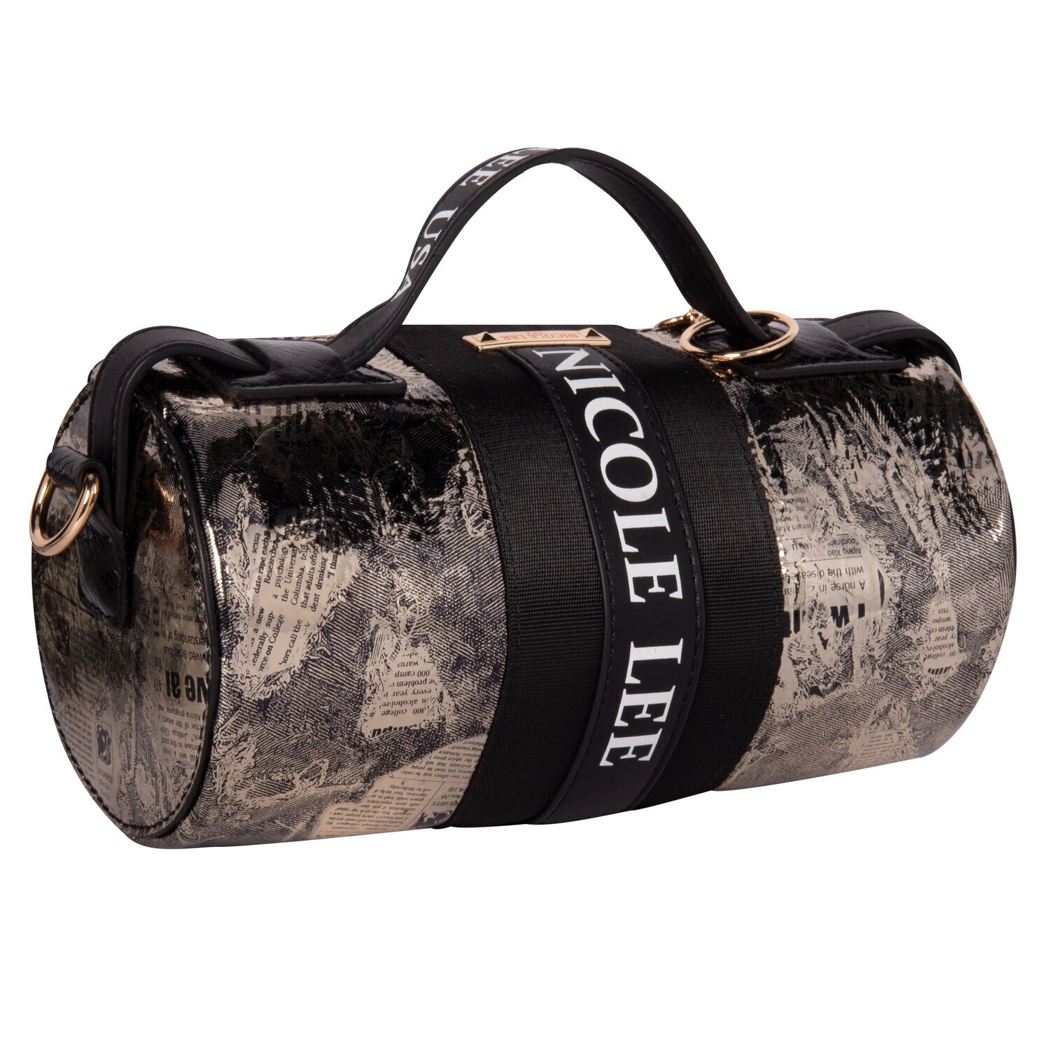 Bolsa Barril Nicole Lee Negro Millie Acabado Met lico Coppel