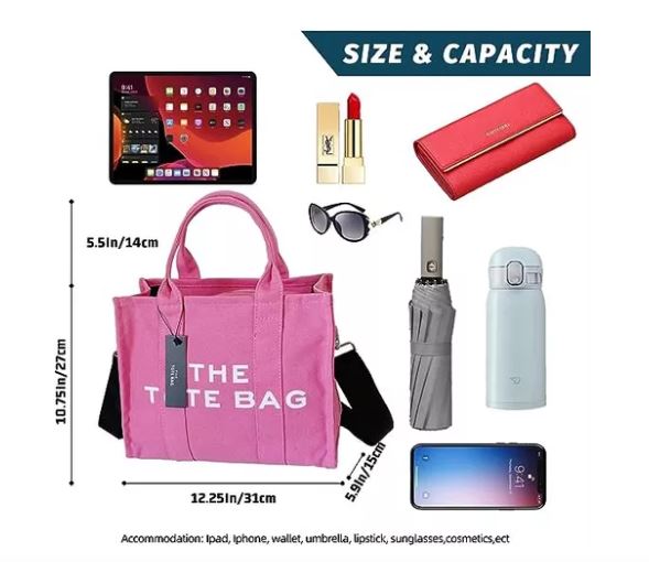 Foto 3 | Bolso Tote de Mano Rosa para Mujer