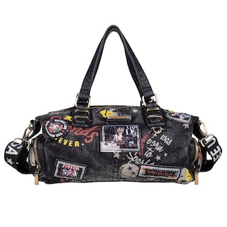 Foto 1 | Bolsa Boston Nicole Lee de Mezclilla Tipo Grafiti Negra