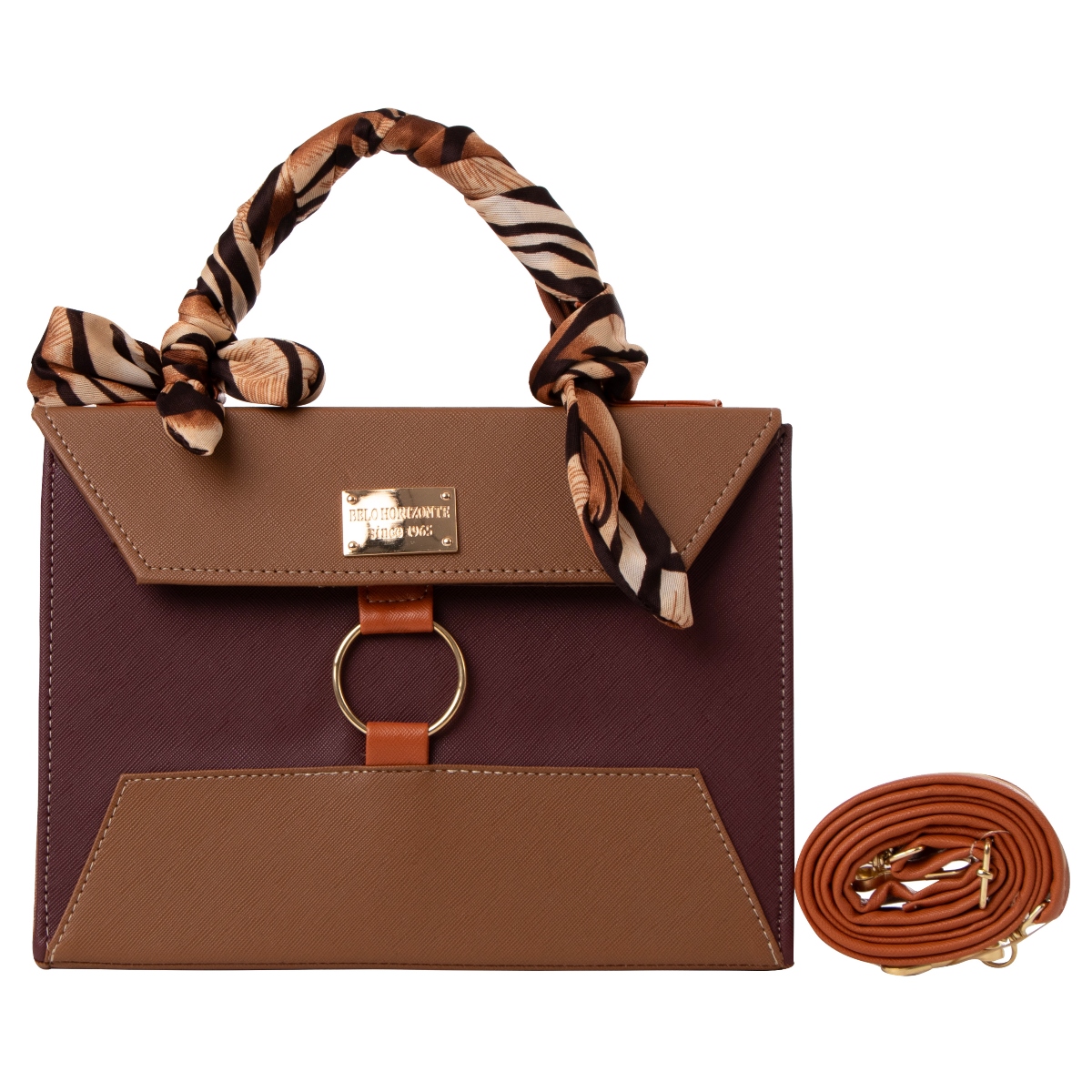 Bolsa Fana Minerva Color Vino/camel Moderna