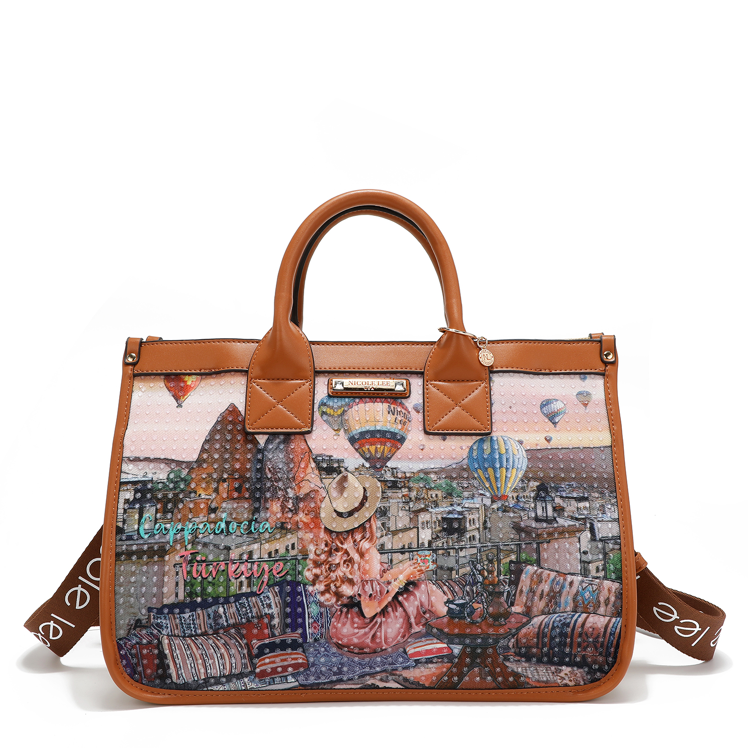 Foto 5 | Bolsa Cuadrada Nicole Lee de Tela con Textura Lady In Black