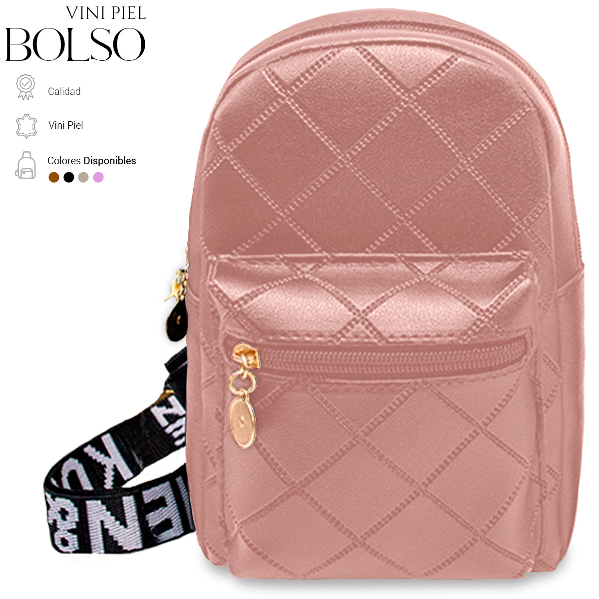 Foto 3 pulgar | Bolso Bandolera Para Mujer Impermeable Vini Piel Rosa