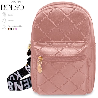 Foto 2 | Bolso Bandolera Para Mujer Impermeable Vini Piel Rosa