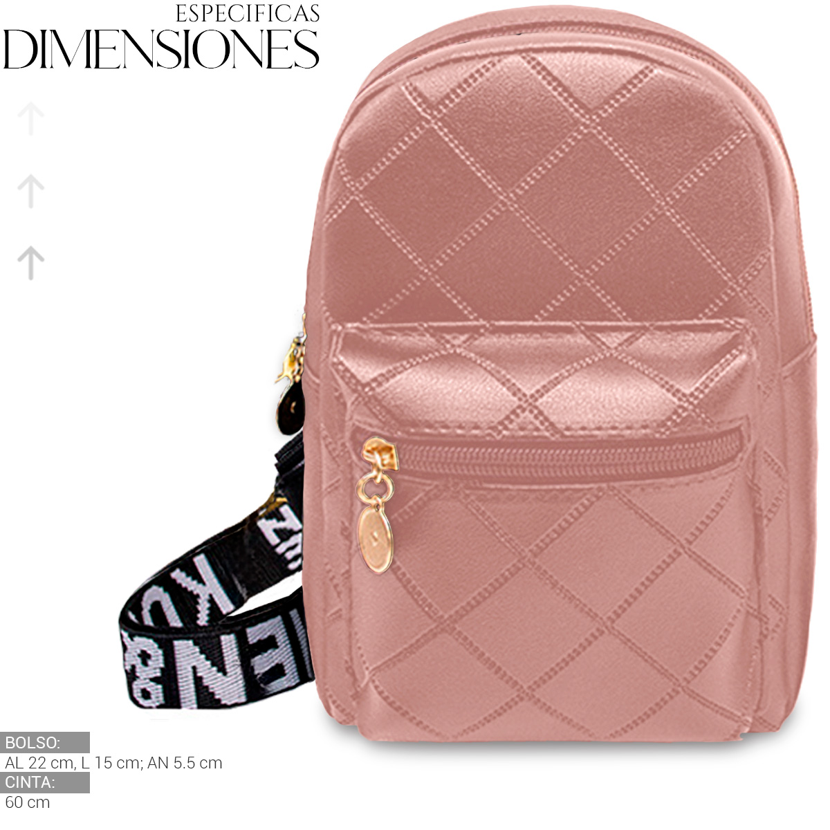 Foto 5 pulgar | Bolso Bandolera Para Mujer Impermeable Vini Piel Rosa
