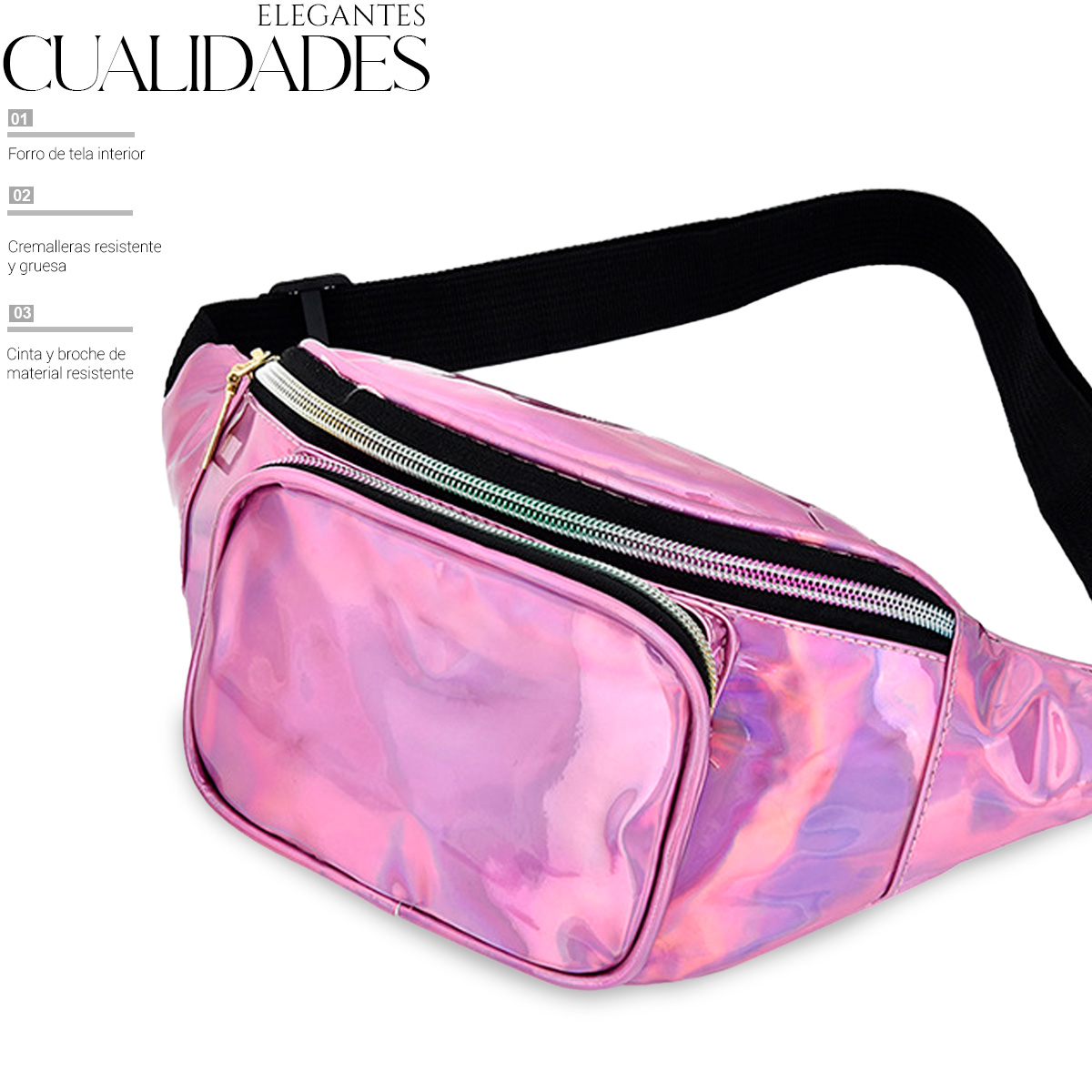 Foto 3 | Bolsa Cangurera Casual Para Mujer Ligera Multifuncional Rosa