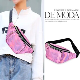 Foto 5 | Bolsa Cangurera Casual Para Mujer Ligera Multifuncional Rosa