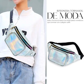 Foto 4 | Bolsa Cangurera Casual Para Mujer Ligera Multifuncional Plateado