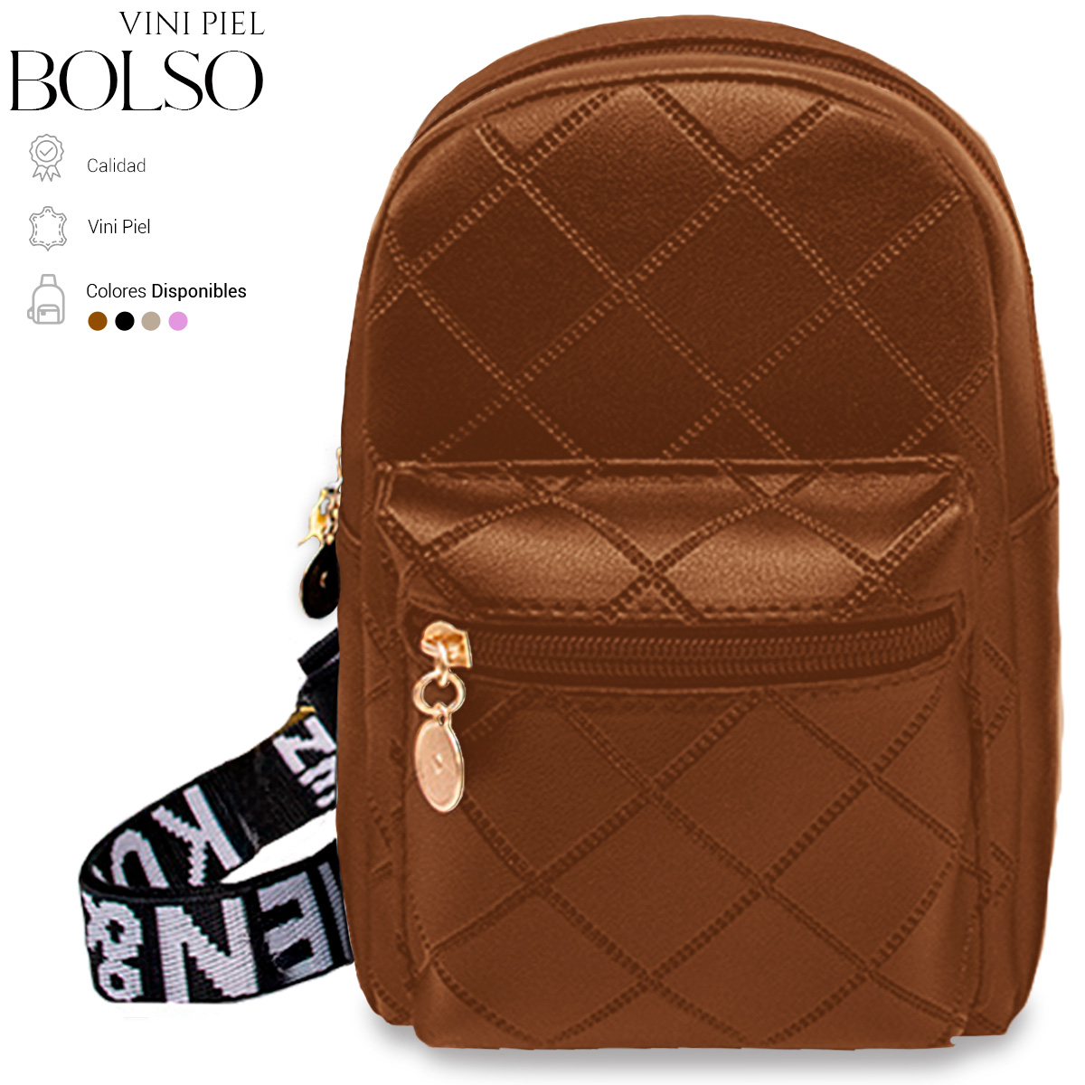 Foto 3 pulgar | Bolso Bandolera Para Mujer Impermeable Vini Piel Marron