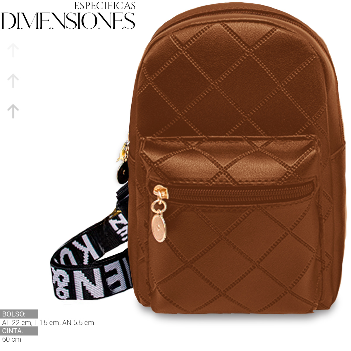 Foto 5 pulgar | Bolso Bandolera Para Mujer Impermeable Vini Piel Marron
