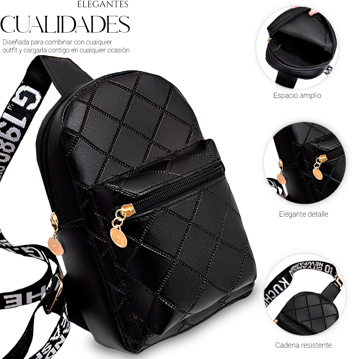 Foto 4 pulgar | Bolso Bandolera Para Mujer Impermeable Vini Piel Negro