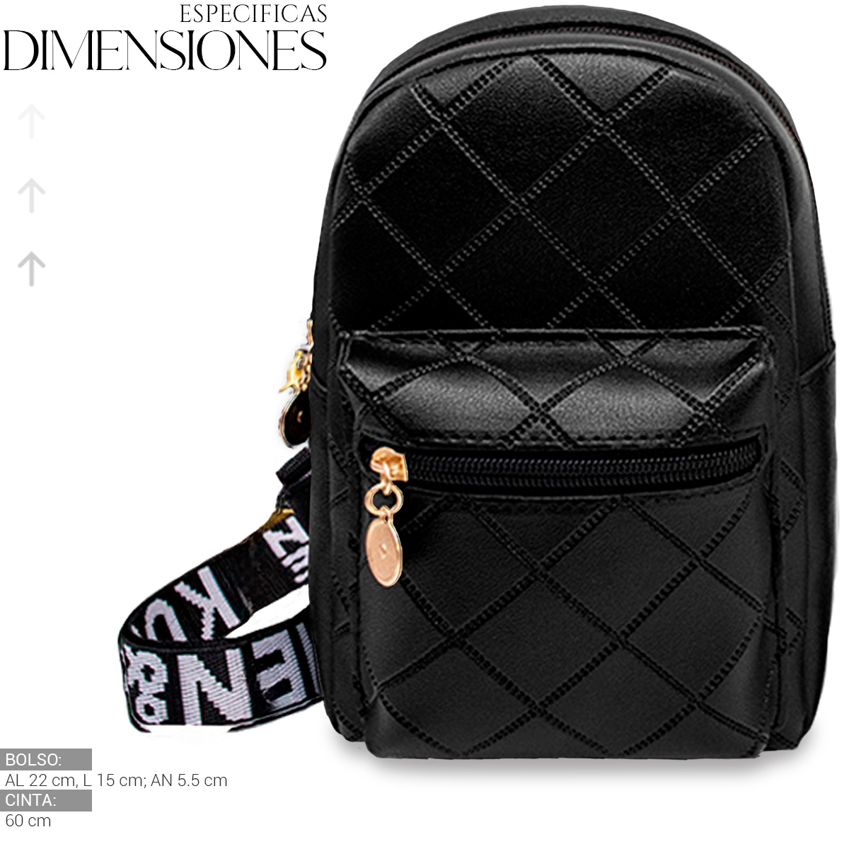 Foto 5 pulgar | Bolso Bandolera Para Mujer Impermeable Vini Piel Negro
