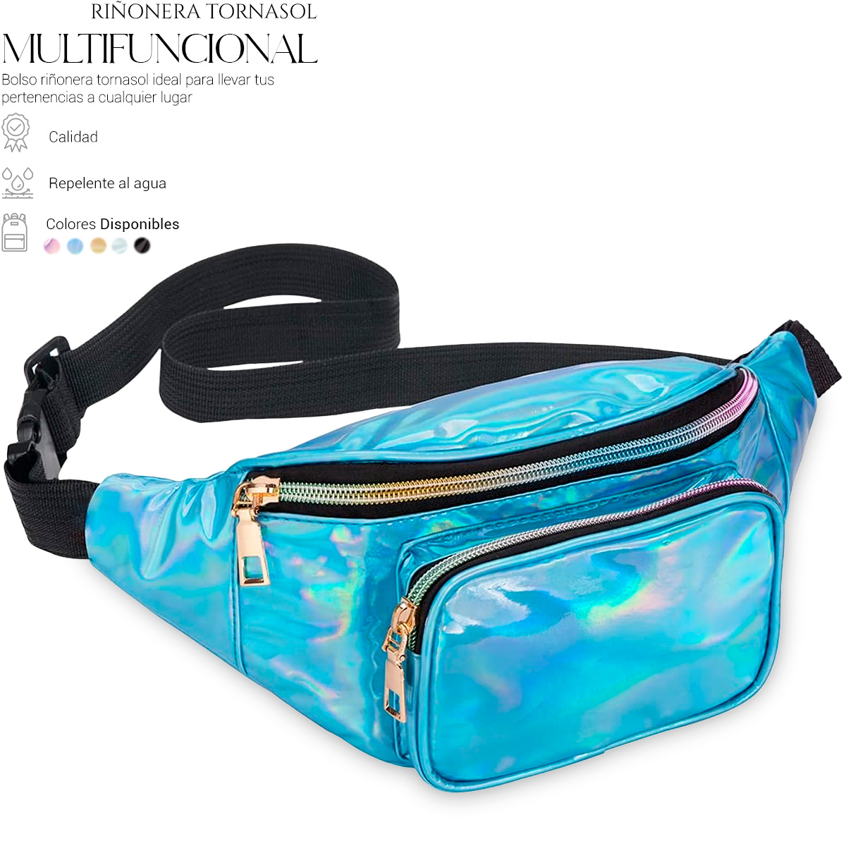Foto 3 pulgar | Bolsa Cangurera Casual Para Mujer Ligera Multifuncional Azul