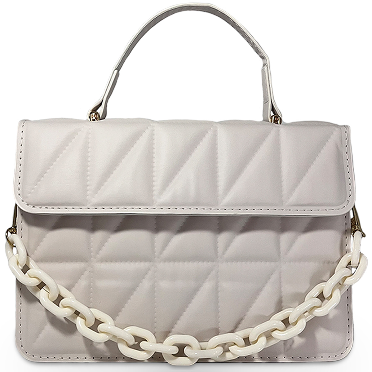 Foto 1 | Bolso Bandolera De Un Hombro Shendy Vendy Con Cadena De Metal Para Mujer Crema