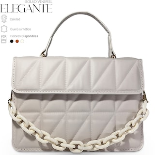 Foto 2 | Bolso Bandolera De Un Hombro Shendy Vendy Con Cadena De Metal Para Mujer Crema