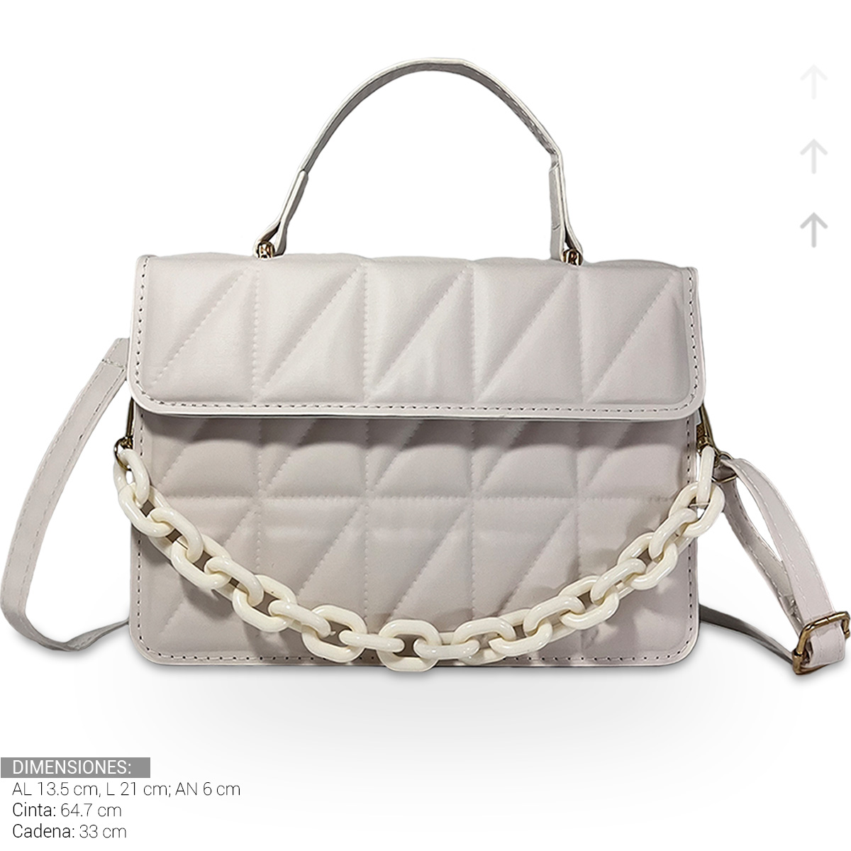 Foto 5 pulgar | Bolso Bandolera De Un Hombro Shendy Vendy Con Cadena De Metal Para Mujer Crema