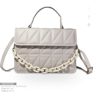 Foto 4 | Bolso Bandolera De Un Hombro Shendy Vendy Con Cadena De Metal Para Mujer Crema