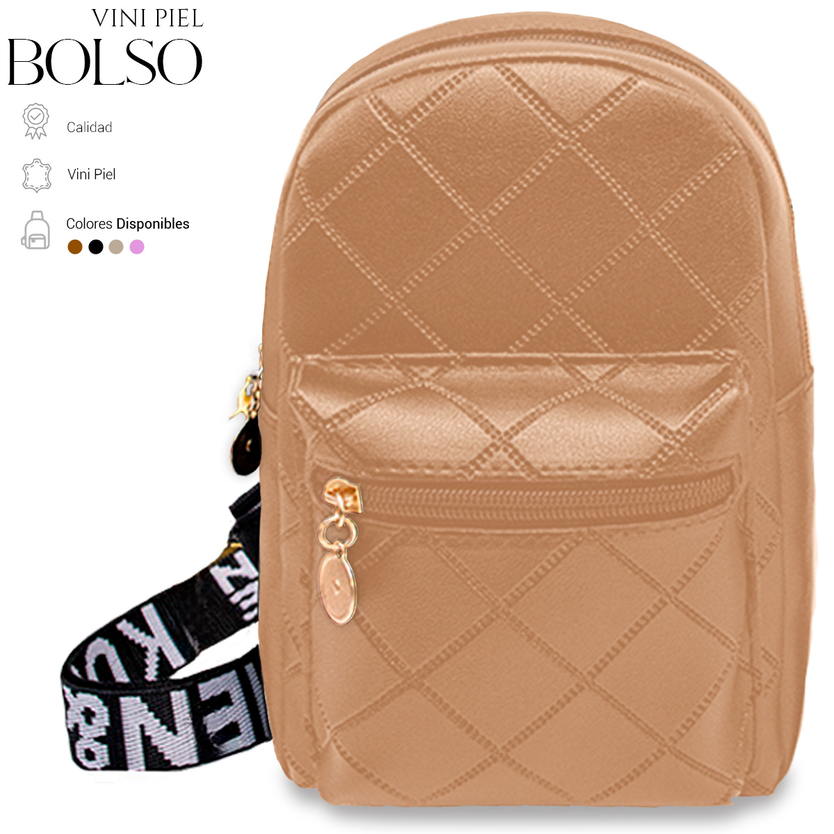 Foto 3 pulgar | Bolso Bandolera Para Mujer Impermeable Vini Piel Marron Claro
