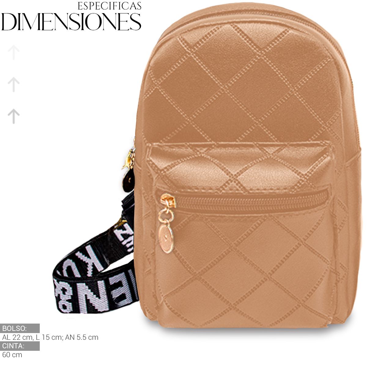 Foto 5 pulgar | Bolso Bandolera Para Mujer Impermeable Vini Piel Marron Claro