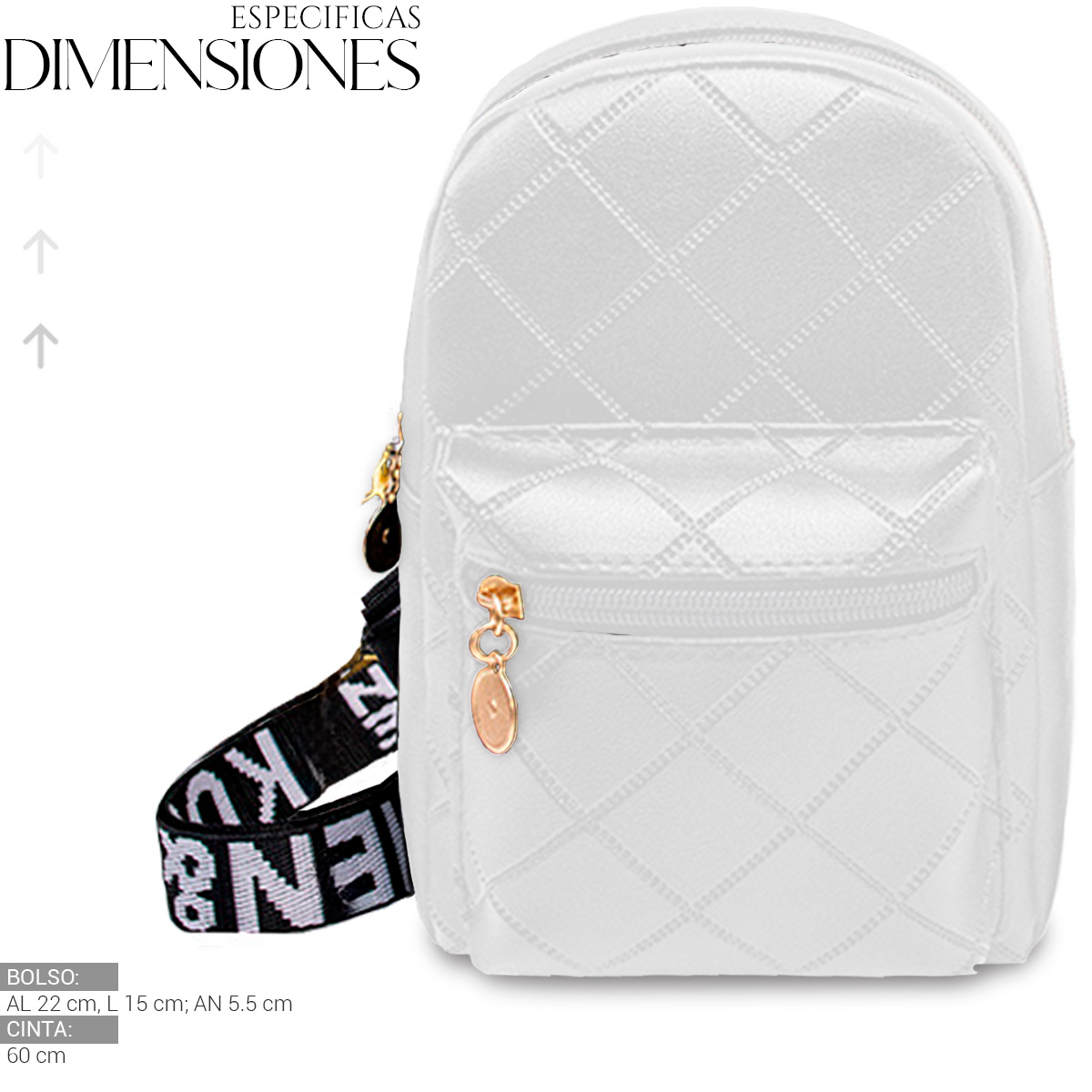Foto 5 pulgar | Bolso Bandolera Para Mujer Impermeable Vini Piel Blanco