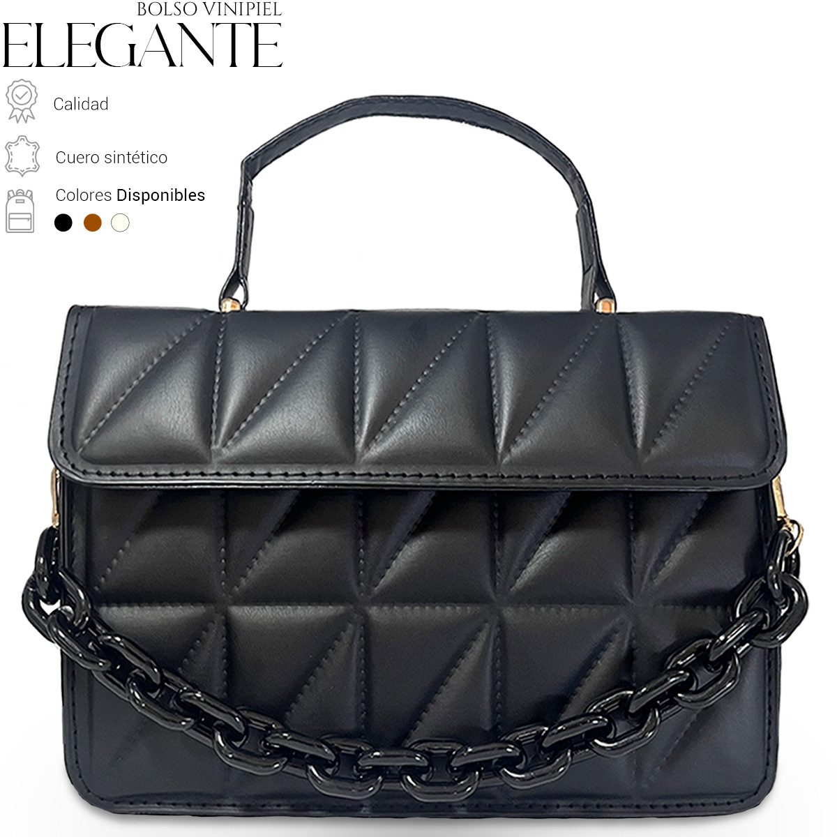 Foto 3 pulgar | Bolsa de Hombro Shendy Vendy con Cadena Negra para Mujer