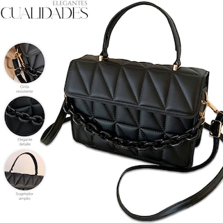 Foto 3 | Bolsa de Hombro Shendy Vendy con Cadena Negra para Mujer