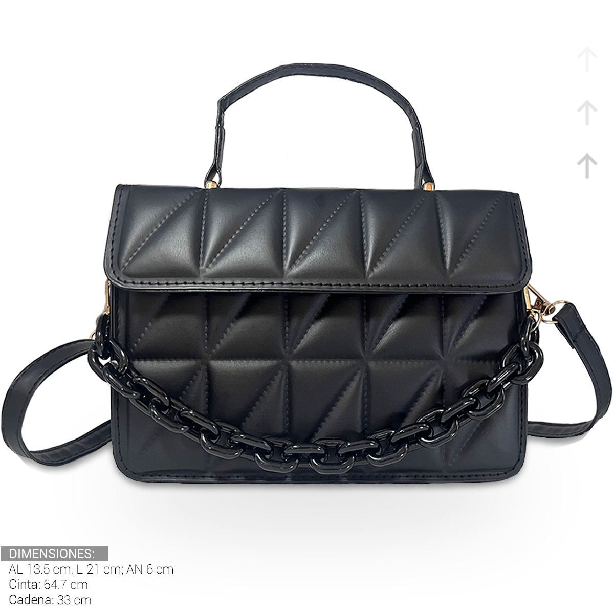 Foto 5 pulgar | Bolsa de Hombro Shendy Vendy con Cadena Negra para Mujer
