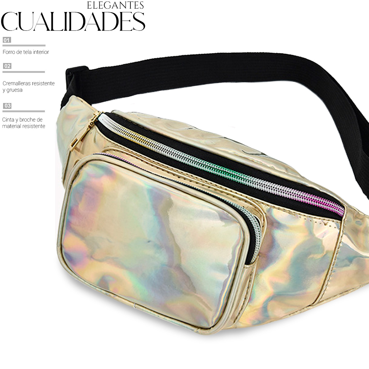 Foto 4 pulgar | Bolsa Cangurera Casual Para Mujer Ligera Multifuncional Dorado
