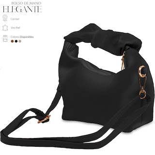 Foto 2 | Bolso de Mano Tipo Piel Elegante Casual Negro para Mujer