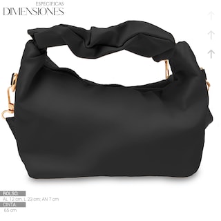 Foto 3 | Bolso de Mano Tipo Piel Elegante Casual Negro para Mujer