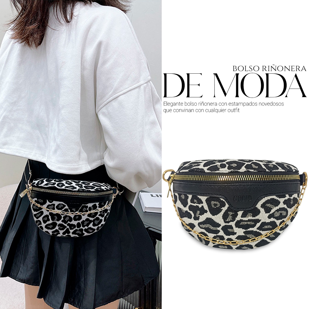 Foto 6 pulgar | Bolso Bandolera Shendy Vendy Leopardo con Cadena de Metal para Mujer