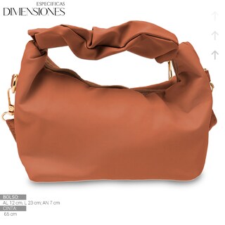 Foto 3 | Bolso de Mano Tipo Piel Elegante Casual Marrón para Mujer